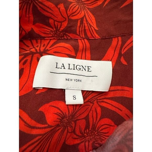 La Ligne Silk Hawaiian Floral Printed Button-Up Top - Picture 6 of 7
